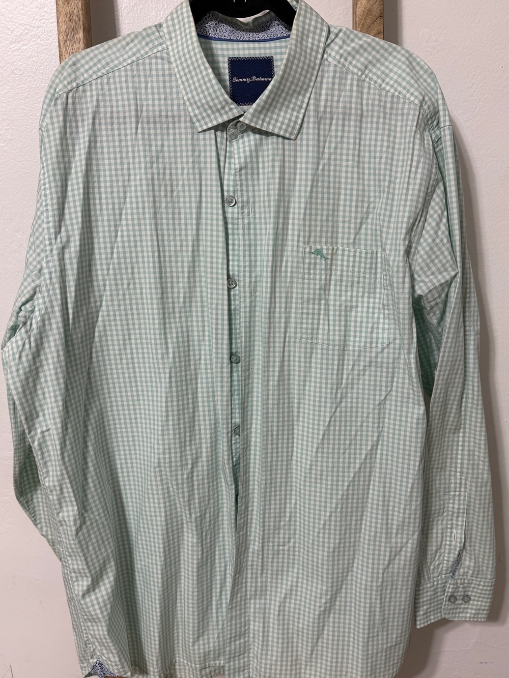 Tommy Bahama Mint Green Gingham Long-Sleeve Button Shirt